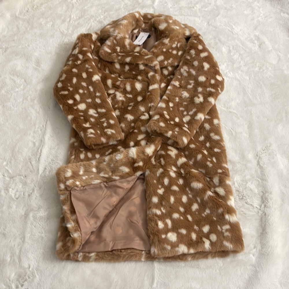 Faux Fur Deer Print Jacket